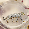 Load image into Gallery viewer, Swarovski Leopard Cat Gold Plated Pave Crystal Black Spots Green Eyes Pin Brooch