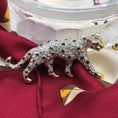Load image into Gallery viewer, Swarovski Leopard Cat Gold Plated Pave Crystal Black Spots Green Eyes Pin Brooch