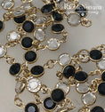 Load image into Gallery viewer, Vintage Swarovski Black and Clear Crystal Open Back Bezel Chain Necklace