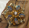 Load image into Gallery viewer, Vintage Juliana Flower Pin Brooch Pressed Glass AB Iridescent Stones Amber Citrine