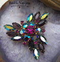 Load image into Gallery viewer, Vintage Juliana Prong Set Raspberry Purple Iridescent AB Triangle Brooch Pin