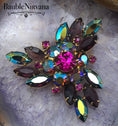Load image into Gallery viewer, Vintage Juliana Prong Set Raspberry Purple Iridescent AB Triangle Brooch Pin