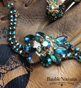 Load image into Gallery viewer, Juliana AB Iridescent Peacock Blue & Green Gold Leaves Bracelet & Earrings Set