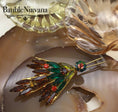 Load image into Gallery viewer, Vintage Juliana Green & Amber Navette Watermelon Margarita Leaf Fan Pin Brooch