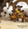 Load image into Gallery viewer, Vintage Fall Autumn Citrine Amber Glass Brooch Pin Large & Cabochon Rhinestones