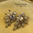 Load image into Gallery viewer, Vintage Juliana Frosted Glass Open Back Navette & AB Rhinestones Earrings