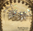 Load image into Gallery viewer, Vintage Juliana Frosted Glass Open Back Navette & AB Rhinestones Earrings