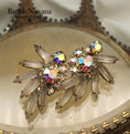 Load image into Gallery viewer, Vintage Juliana Frosted Glass Open Back Navette & AB Rhinestones Earrings