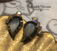 Load image into Gallery viewer, Vintage Juliana Open Back Smokey Grey Comma Shaped Stone Chunky Large Earrings