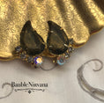 Load image into Gallery viewer, Vintage Juliana Open Back Smokey Grey Comma Shaped Stone Chunky Large Earrings