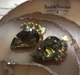 Load image into Gallery viewer, Vintage Juliana Open Back Smokey Grey Comma Shaped Stone Chunky Large Earrings