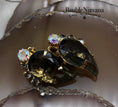 Load image into Gallery viewer, Vintage Juliana Open Back Smokey Grey Comma Shaped Stone Chunky Large Earrings