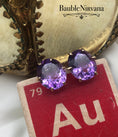 Load image into Gallery viewer, Vintage 14K Yellow Gold & Large Oval Amethyst Pierced Earrings