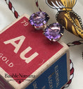 Load image into Gallery viewer, Vintage 14K Yellow Gold & Large Oval Amethyst Pierced Earrings