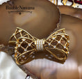 Load image into Gallery viewer, Vintage Swan Signed Swarovski Bow & Ribbon Criss Cross Brooch Pin