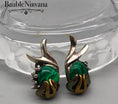 Load image into Gallery viewer, Mexican Mixed Metal Sterling Silver Malachite Earrings