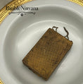 Load image into Gallery viewer, Antique France Gold Gilt Compact with Chain Enamel Micro Mosaic & Jewels