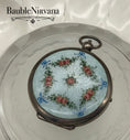 Load image into Gallery viewer, Antique Sterling Silver & Guilloche Enamel Pocketwatch Compact Painted Flowers