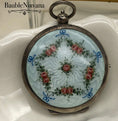 Load image into Gallery viewer, Antique Sterling Silver & Guilloche Enamel Pocketwatch Compact Painted Flowers