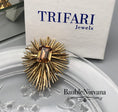 Load image into Gallery viewer, Vintage Trifari Mid Century Modern Atomic Starburst w/Amber Brown Pin Brooch