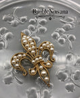 Load image into Gallery viewer, Vintage Crown Trifari Brushed Gold Twisted Rope Edge & Pearl Fleur de Lis Brooch Pin