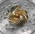 Load image into Gallery viewer, Vintage Crown Trifari Textured & Shiny Gold Swirl Sun Burst Flower Pin Brooch