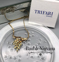 Load image into Gallery viewer, Vintage Trifari Gold Plated Yellow Citrine Rhinestones Openwork Leaves Necklace