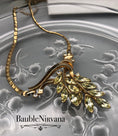 Load image into Gallery viewer, Vintage Trifari Gold Plated Yellow Citrine Rhinestones Openwork Leaves Necklace
