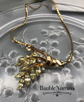 Load image into Gallery viewer, Vintage Trifari Gold Plated Yellow Citrine Rhinestones Openwork Leaves Necklace