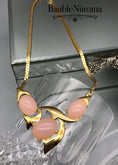 Load image into Gallery viewer, Vintage Retro Trifari Pink Oval Cabochon Modern Look Flat Serpentine Necklace