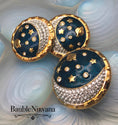 Load image into Gallery viewer, Swarovski Gold Crystal Enamel Celestial Pin Earrings Set