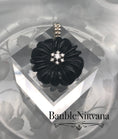 Load image into Gallery viewer, Sterling Silver & Black Glass Flower Pendant