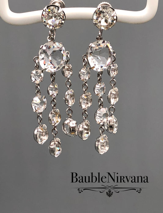 Vintage Crystal Chandelier Runway Earrings