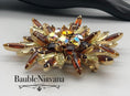 Load image into Gallery viewer, Schreiner Starburst Amber Citrine Glass Pin Brooch