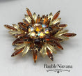 Load image into Gallery viewer, Vintage Schreiner Starburst Amber Citrine Glass Pin Brooch
