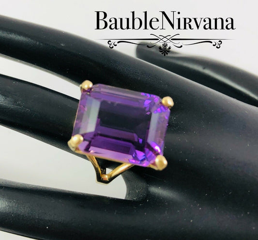 Gold & Large Amethyst Cocktail Ring