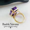 Load image into Gallery viewer, Gold & Large Amethyst Rectangle Cocktail Ring