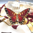 Load image into Gallery viewer, Swarovski Orange Red Black Enamel Large Butterfly Pin Gold Plated Crystals
