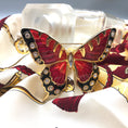 Load image into Gallery viewer, Swarovski Orange Red Black Enamel Large Butterfly Pin Gold Plated Crystals
