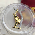 Load image into Gallery viewer, Vintage Swarovski Gold Plated & Clear Crystal Elephant & Tree Brooch Pin
