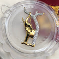 Load image into Gallery viewer, Vintage Swarovski Gold Plated & Clear Crystal Elephant & Tree Brooch Pin
