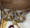 Load image into Gallery viewer, Vintage Signed Swarovski Gold Plated Austrian Crystal Open Ribbon Bow Earrings
