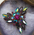 Load image into Gallery viewer, Vintage Juliana Prong Set Raspberry Purple Iridescent AB Triangle Brooch Pin
