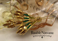 Load image into Gallery viewer, Vintage Juliana Green & Amber Navette Watermelon Margarita Leaf Fan Pin Brooch
