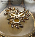 Load image into Gallery viewer, Vintage Fall Autumn Citrine Amber Glass Brooch Pin Large & Cabochon Rhinestones
