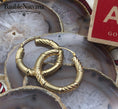 Load image into Gallery viewer, Vintage 14K Yellow Gold Glossy & Textured Swirl Hoop Pierced Earrings
