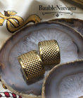 Load image into Gallery viewer, Vintage Italy 14k Yellow Gold 1/2 Rounded Braided Pattern Large Pierced Earrings
