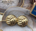 Load image into Gallery viewer, Vintage 14K Yellow Gold Round Button Lined Pierced Earrings
