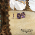 Load image into Gallery viewer, Vintage 14K Yellow Gold & Large Oval Amethyst Pierced Earrings
