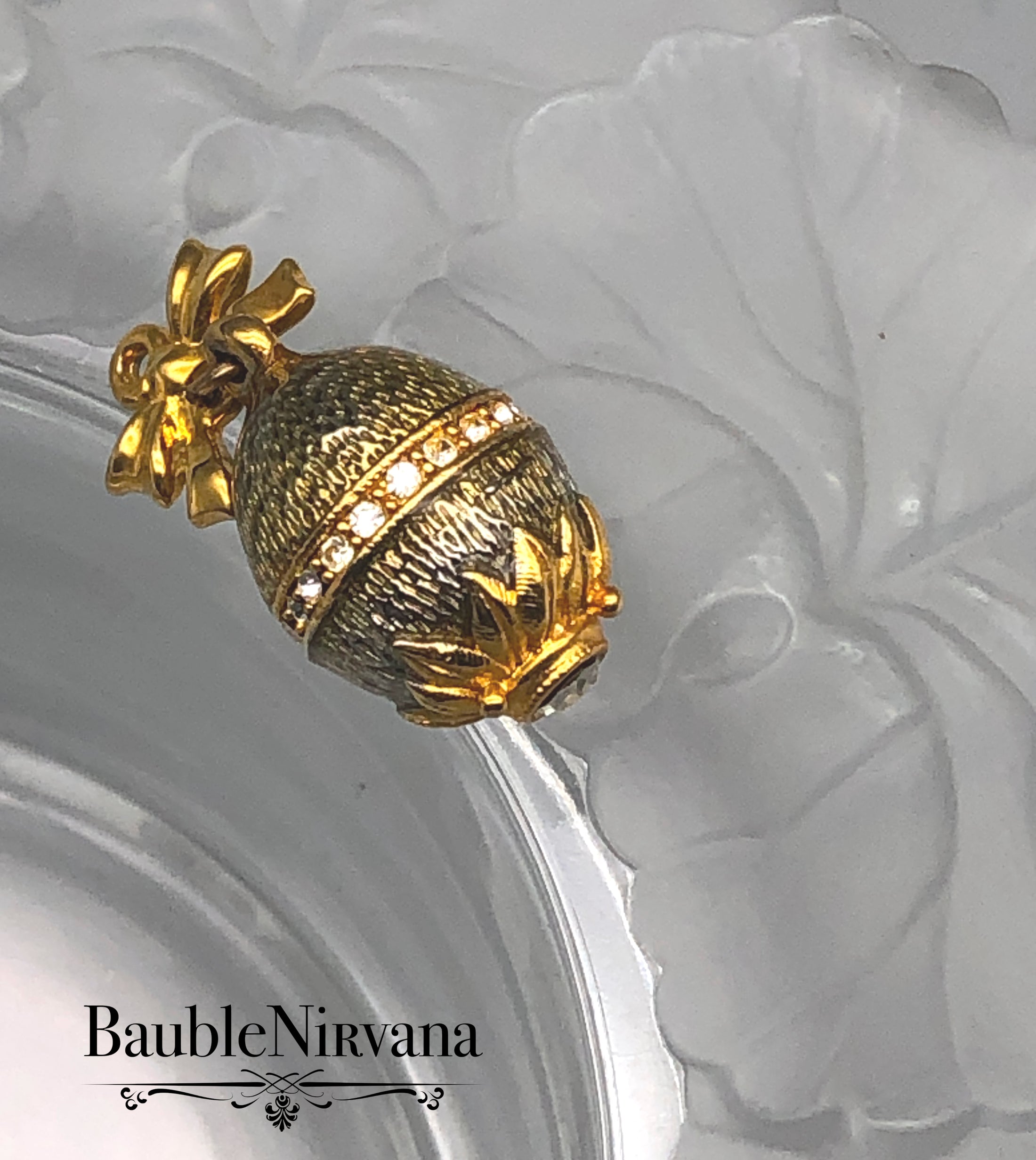 Yellow Gold Plated Enamel Jeweled faberge Egg Charm